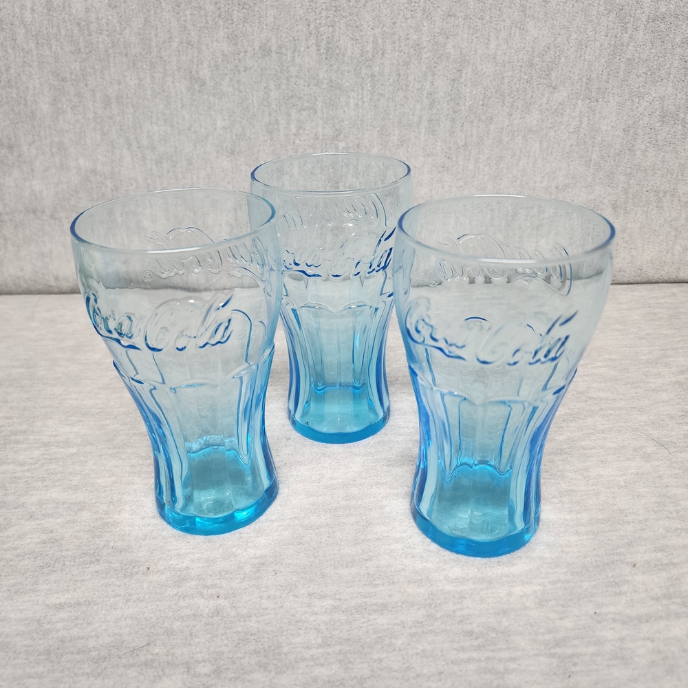 Coca Cola Blue Glass Set of 3